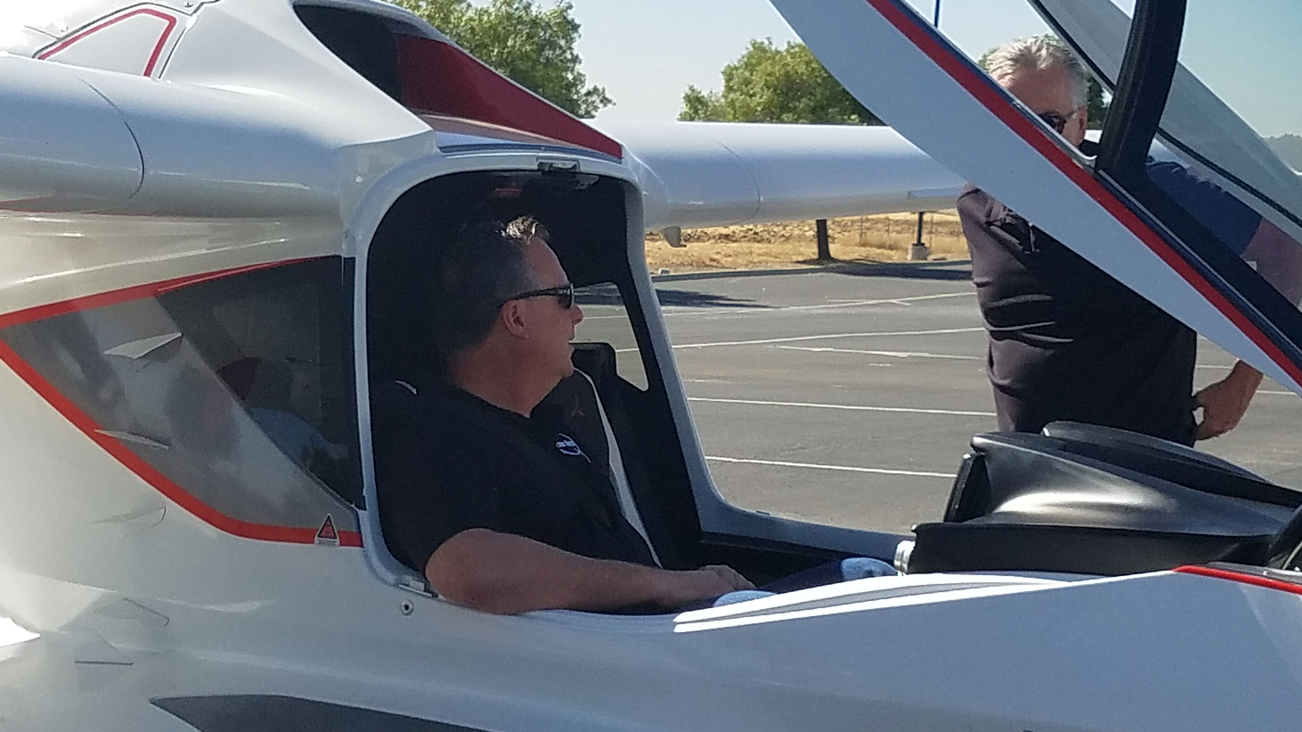 man inside ICON Aircraft plane